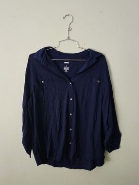 Sonoma Navy Blue Button Down Lightweight Blouse, size Large